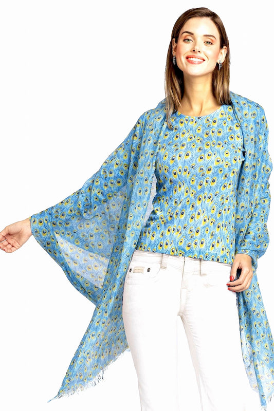 SUÉTER LIGERO DE CUELLO REDONDO PARA MUJER, 80% CACHEMIRA 20% SEDA, ESTAMPADO. 77200/20MLST545
