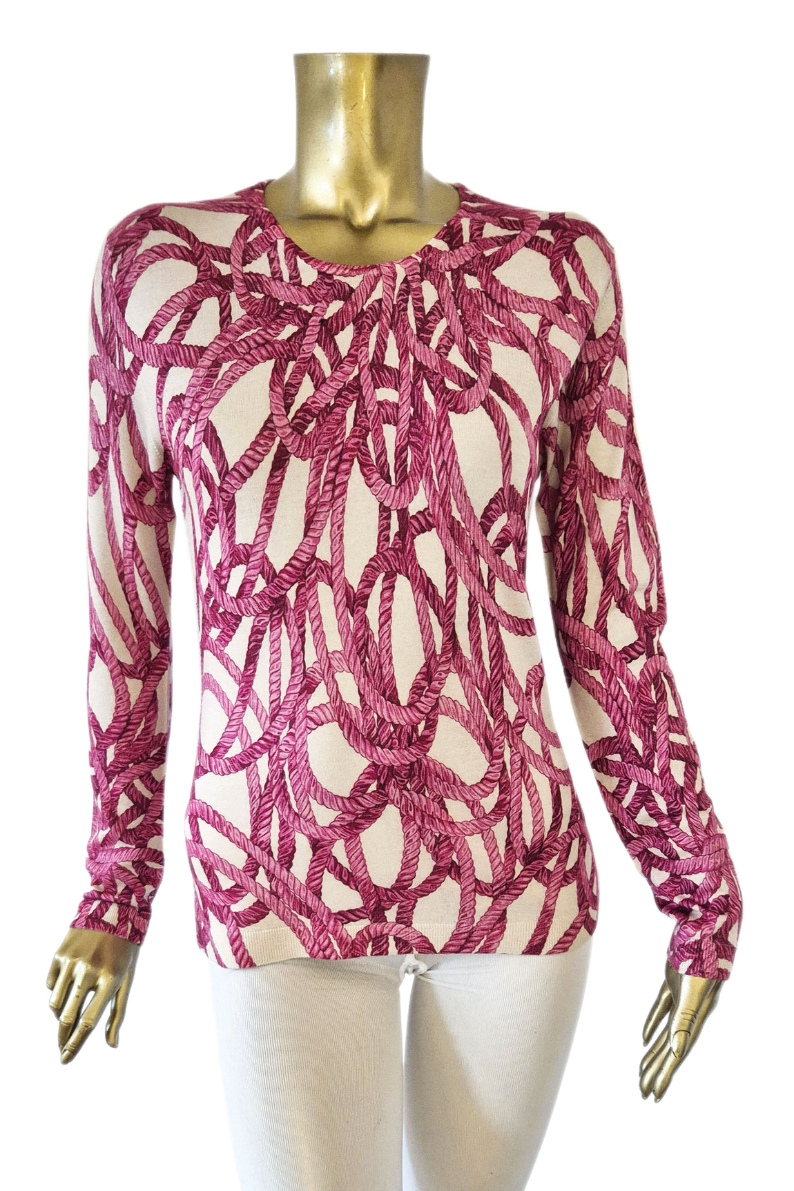 WOMEN'S 80% CASHMERE 20% SILK LIGHTWEIGHT PRINTED CREW NECK. 77200/20MLST578