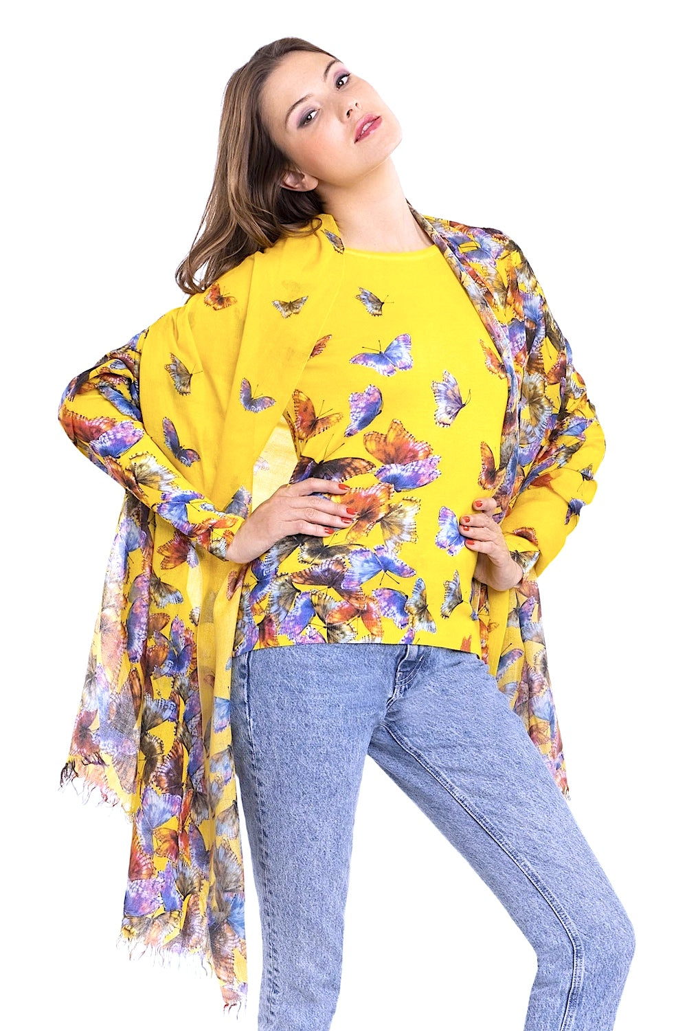 CUELLO BARCO LIGERO ESTAMPADO PARA MUJER 80% CACHEMIRA 20% SEDA. 77200/22MLST494