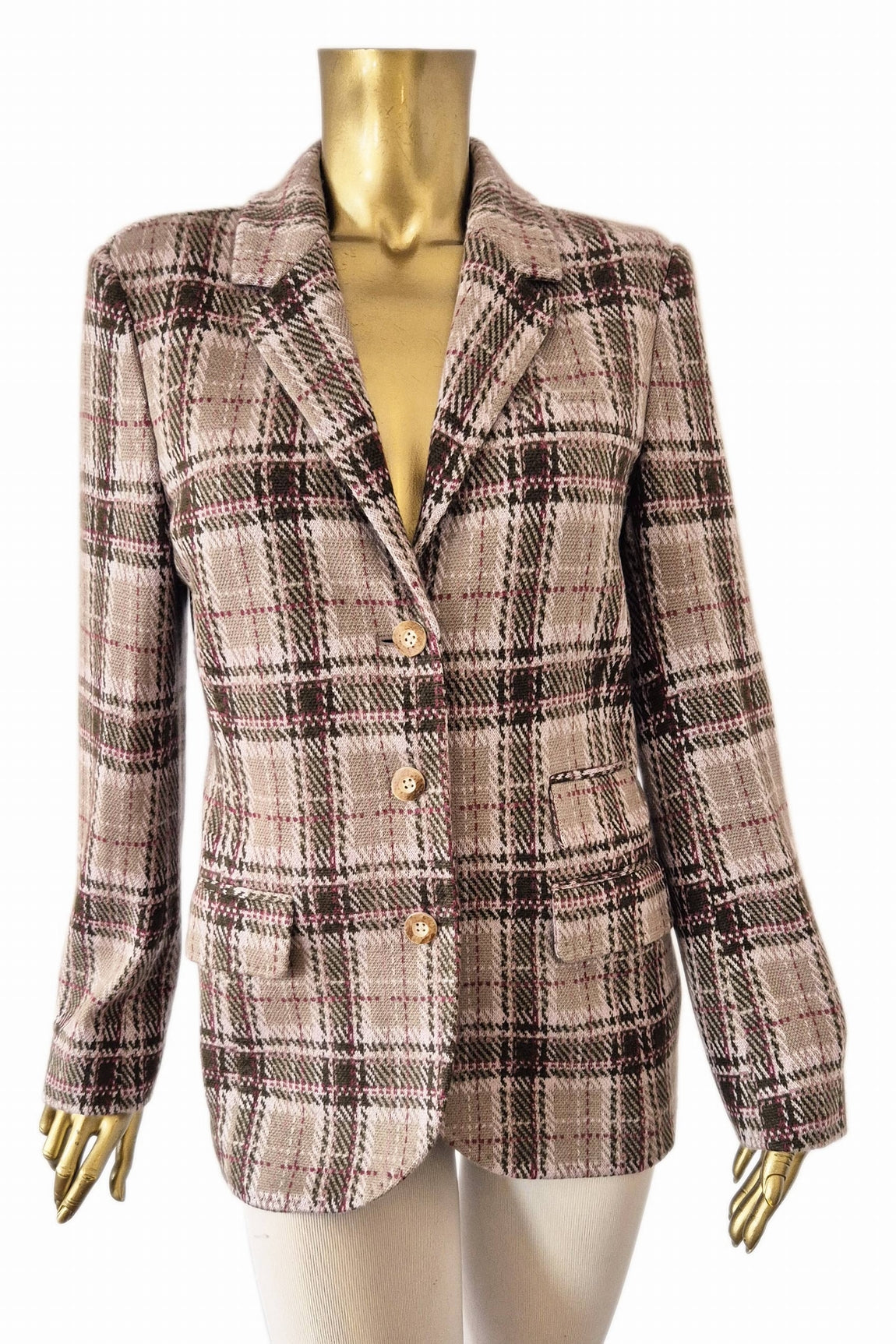 WOMEN'S 100% CASHMERE PLAID BLAZER. D-26009/42ML