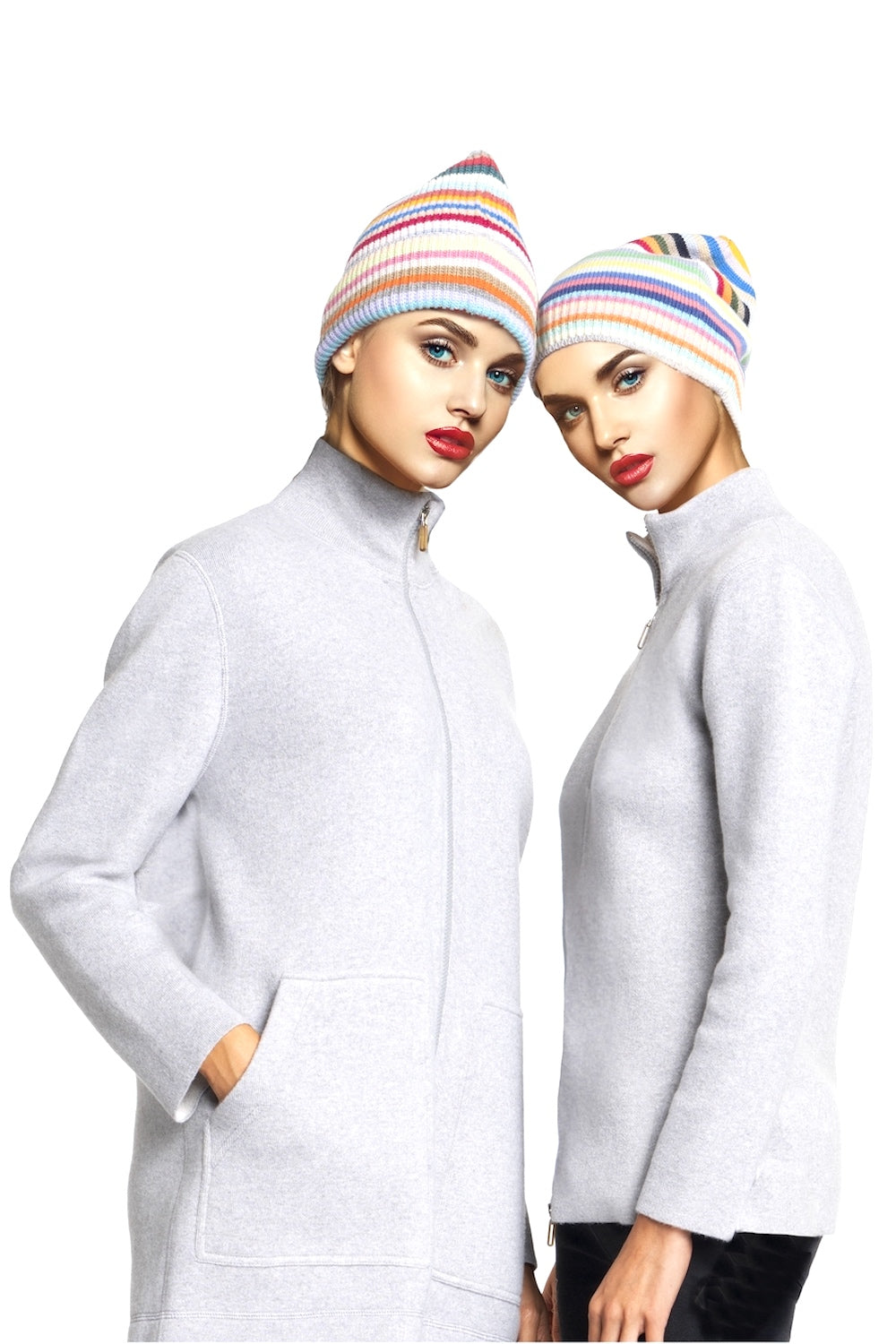 BONNET CACHEMIRE CÔTELÉ MULTIC WHITE