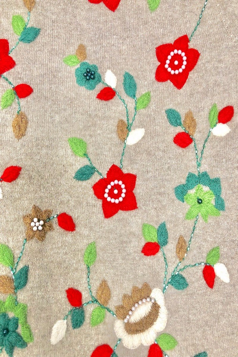 CARD. ZIPPÉ BRODERIES & PERLES TAUPE 8073 TAUPE