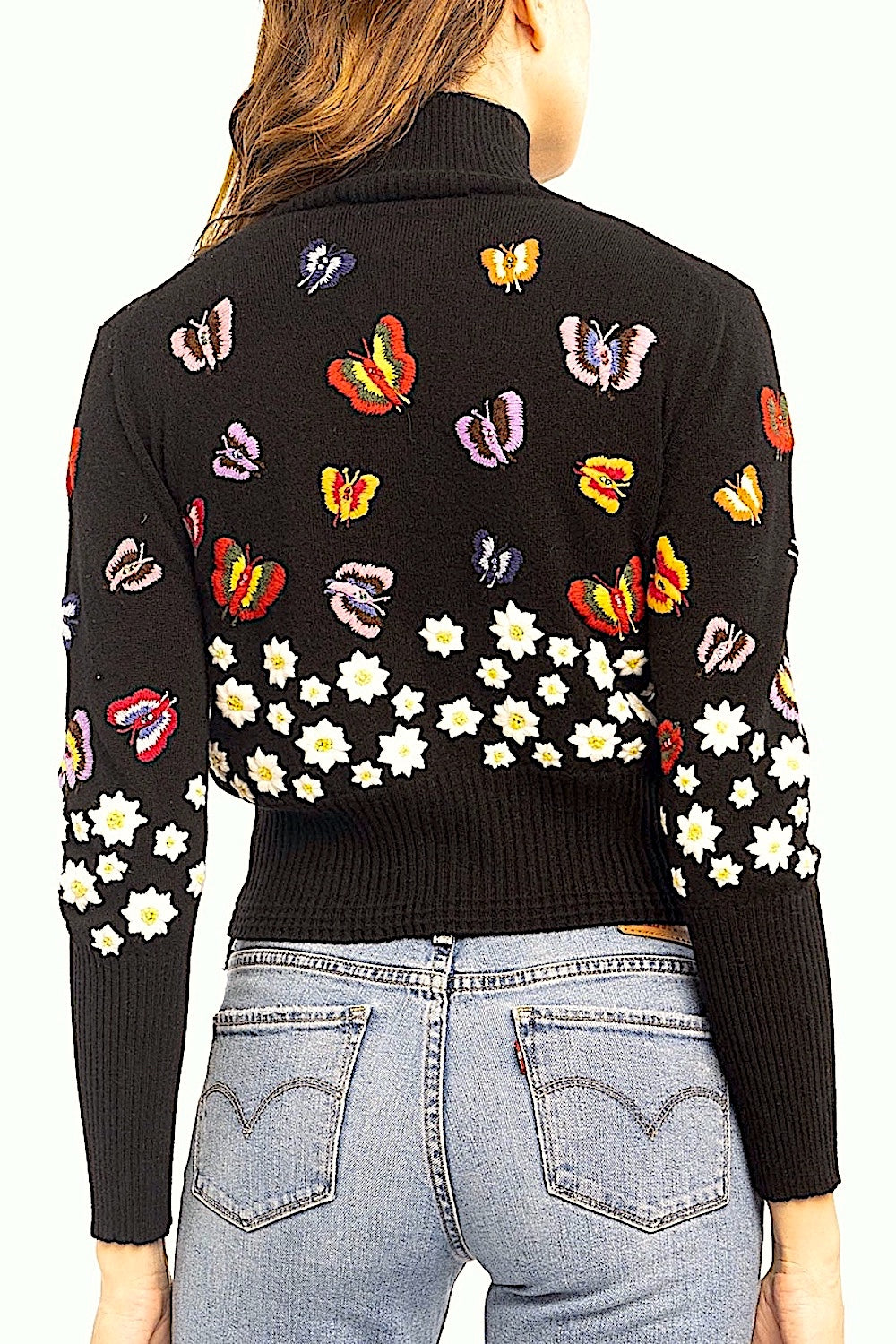 CARD. ZIPPÉ CACHEMIRE BRODÉ BLACK