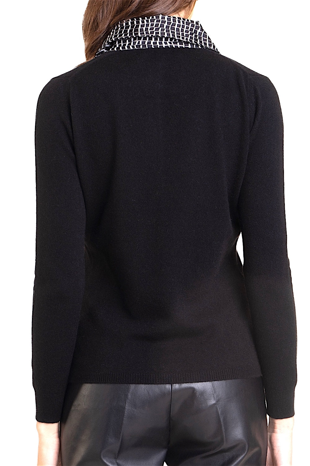CARDIGAN À COL DE SOIE IMPRIMÉ PEARL GREY