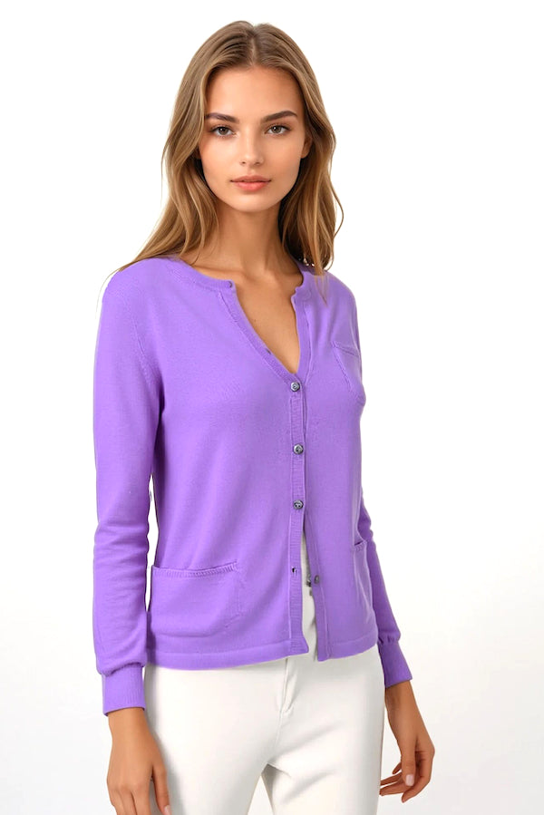 CARDIGAN CACHEMIRE COL ROND B. GUM