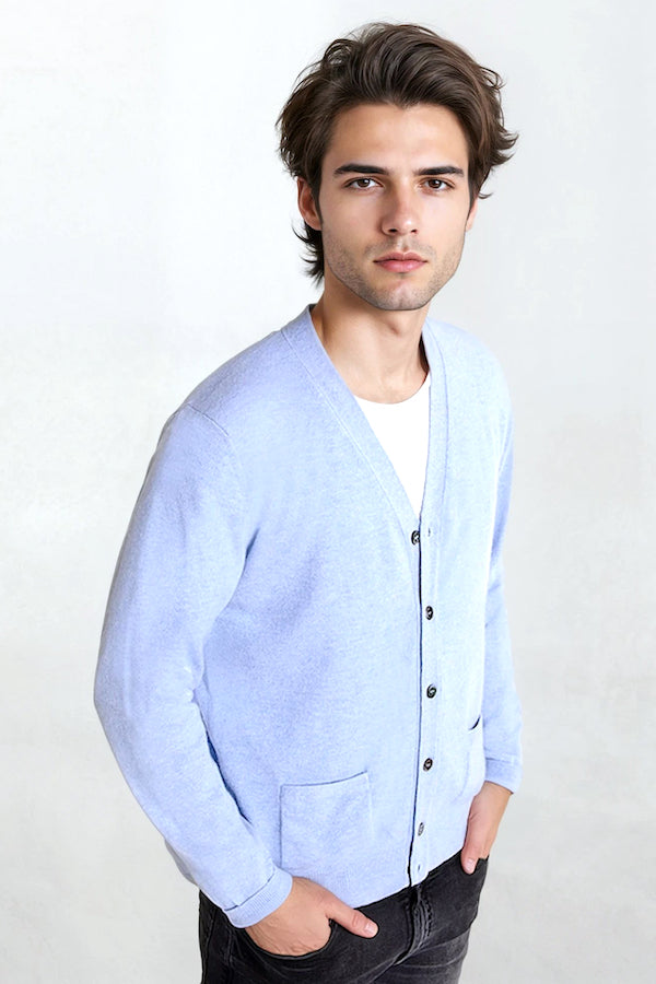 CARDIGAN CACHEMIRE COL V DK RED
