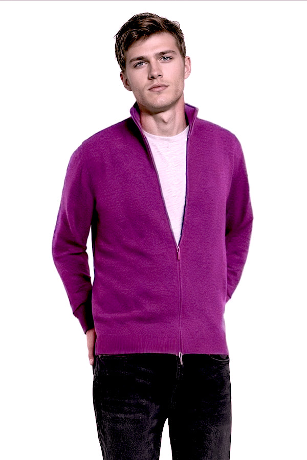 CARDIGAN CACHEMIRE ZIPPE DK ORCHID 21219 DK ORCHID