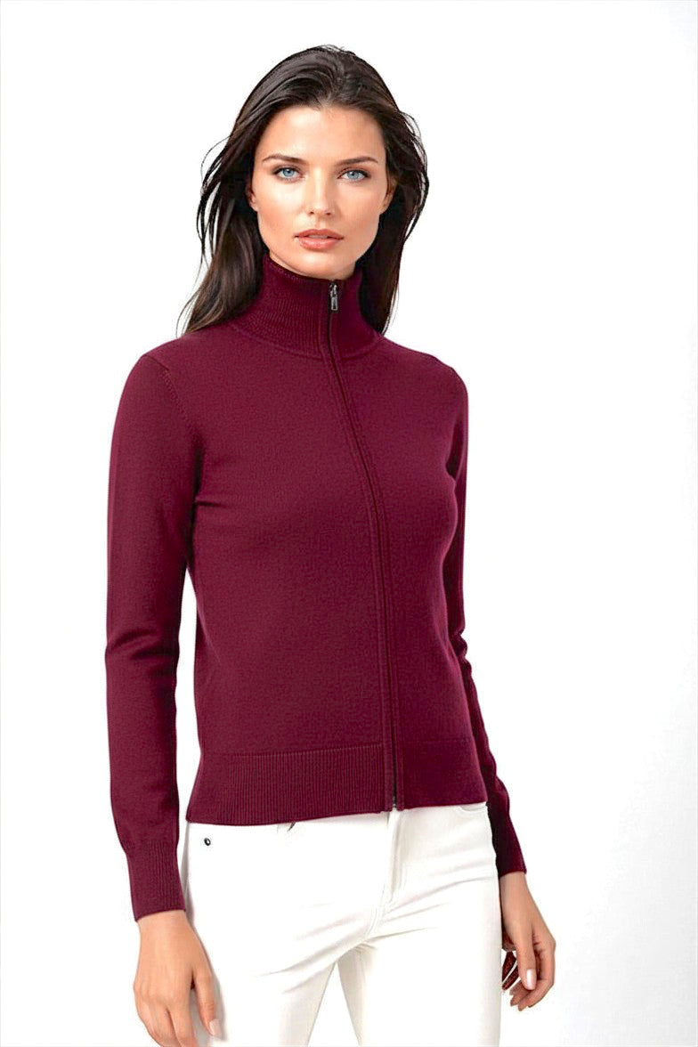 CARDIGAN CACHEMIRE ZIPPÉ PLUM 60034 PLUM