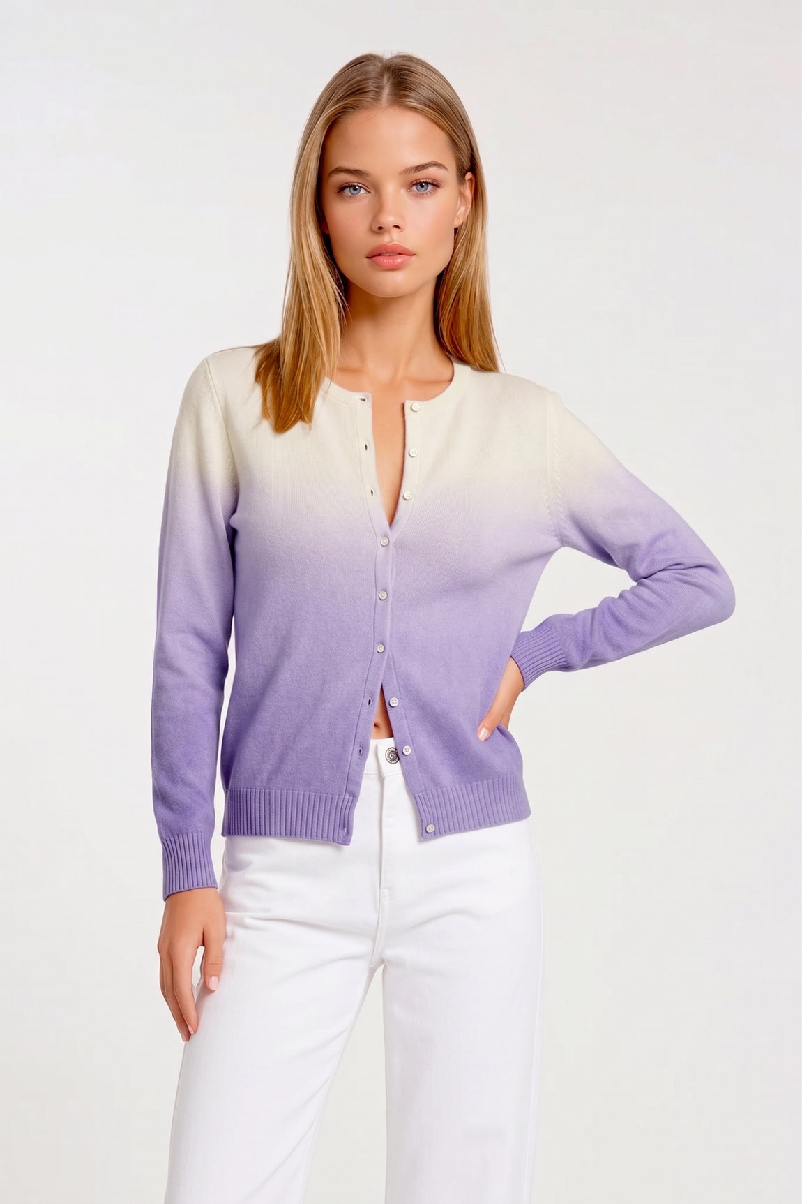 CARDIGAN COL ROND TYE DYE LT LILAC 23275 LT LILAC