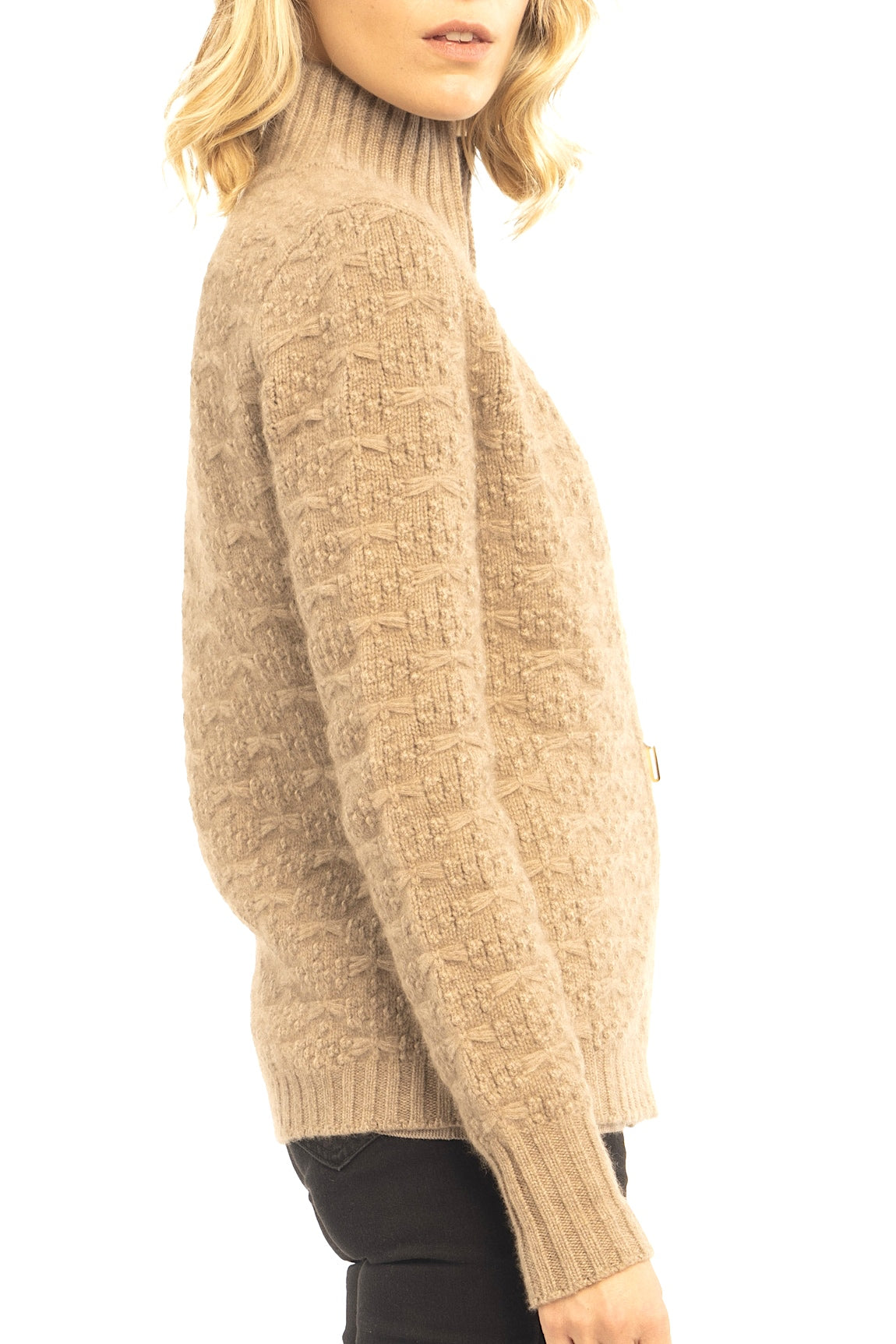 CARDIGAN ZIPPÉ CACHEMIRE TAUPE