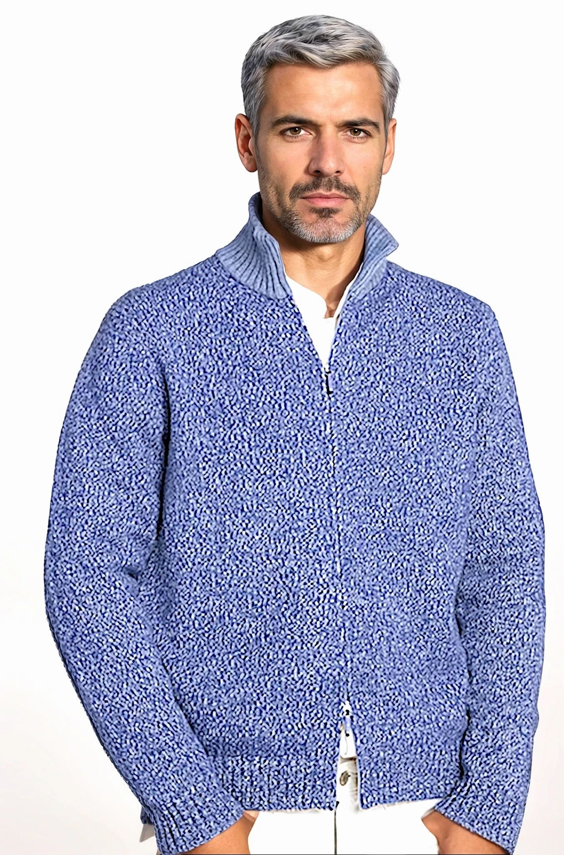 CARDIGAN ZIPPÉ CHINÉ 4-FILS DK JEANS