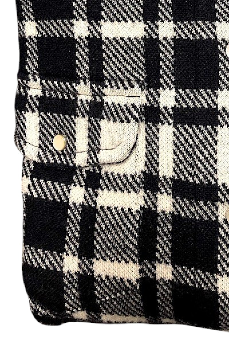 CHEMISE CACHEMIRE À CARREAUX 3153R-0500 BK-WH 3153R-0500 BK-WH