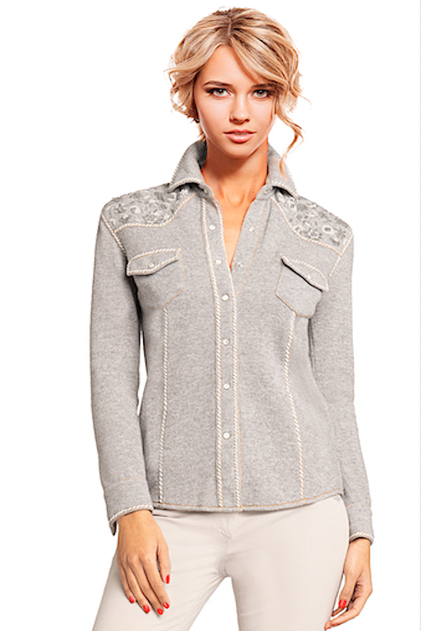 CHEMISE CACHEMIRE BRODÉE GREY