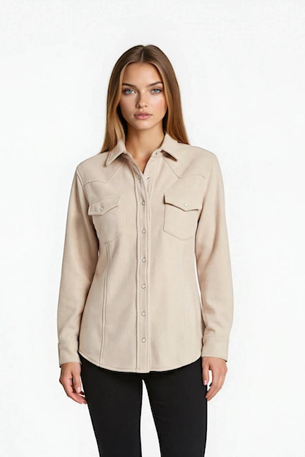 CHEMISE CACHEMIRE DOUBLE FACE TAUPE