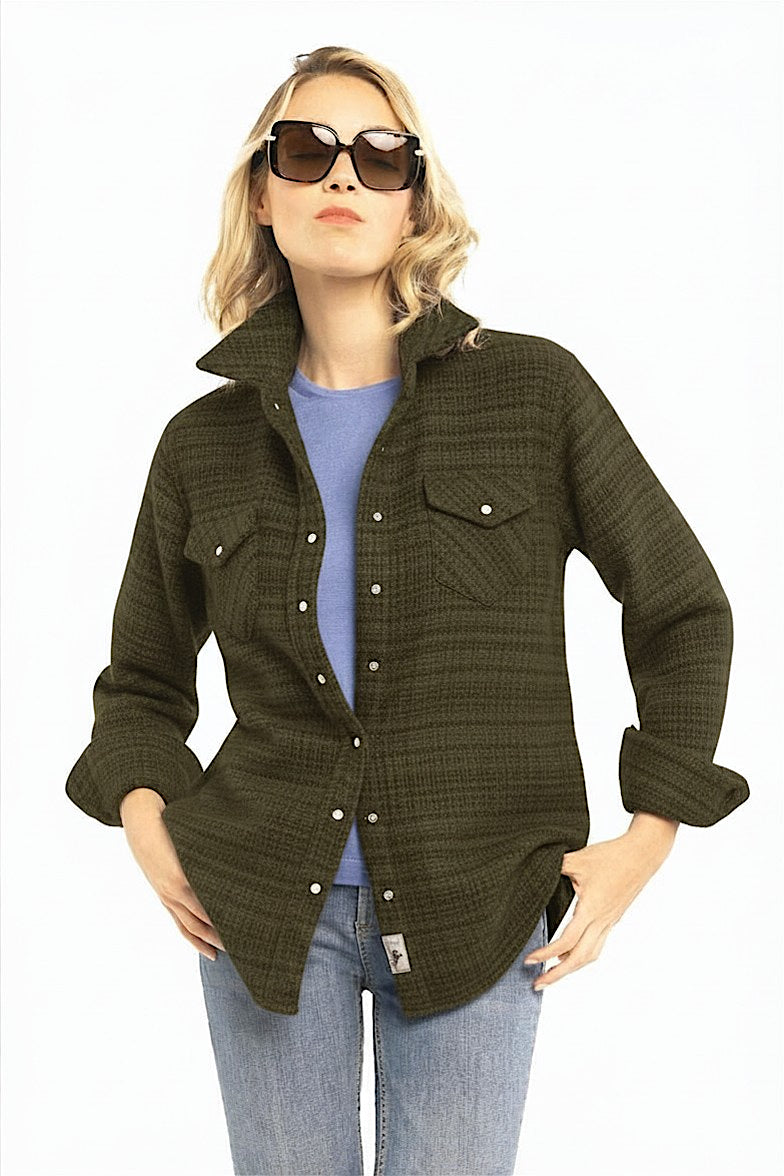 CHEMISE CARREAUX DÉLAVÉS IRRÉG KAKI 52360 KAKI