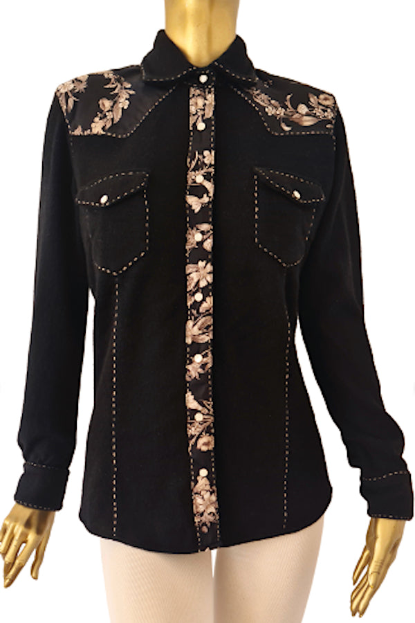 CHEMISE SURPIQURES & SOIE IMPR 8010-SK45 BLACK 8010-SK45 BLACK