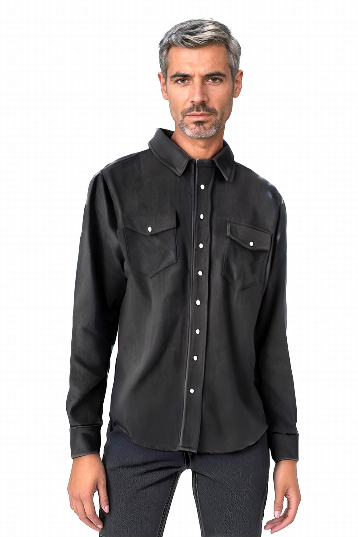 CHEMISE TISSÉE UNIE HOMME BLACK 8010 BLACK