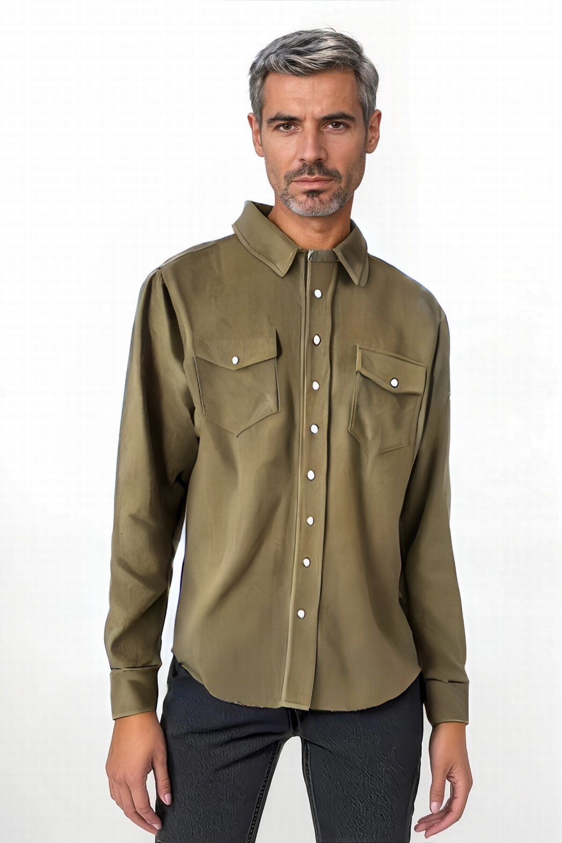 CHEMISE TISSÉE UNIE HOMME KHAKI 20618 KHAKI