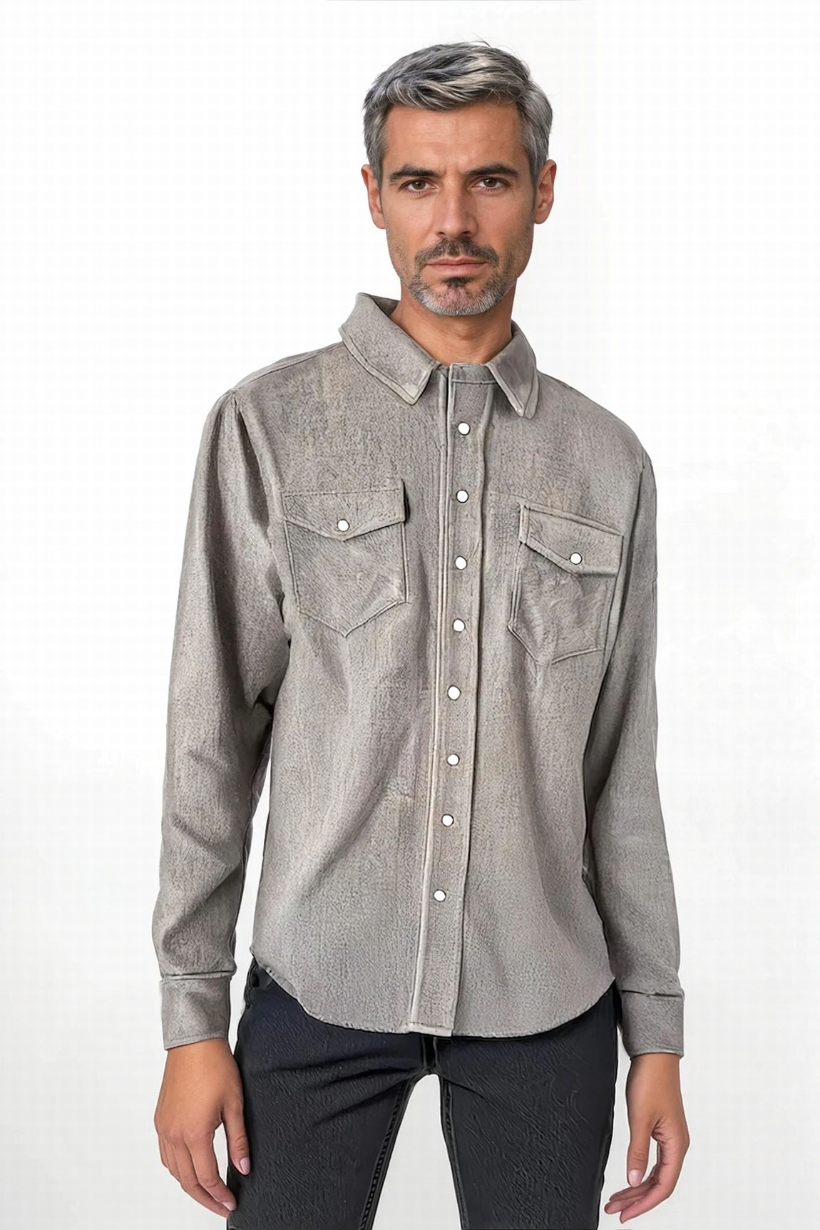 CHEMISE TISSÉE UNIE HOMME MED GREY