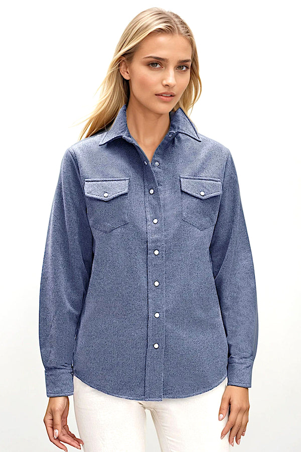 CHEMISE WESTERN UNIE CACHEMIRE BLUE