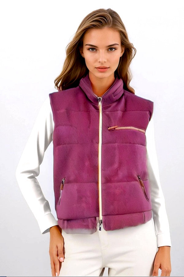 DOUDOUNE SANS MANCHE CACHEMIRE FUCHSIA 21860 FUCHSIA