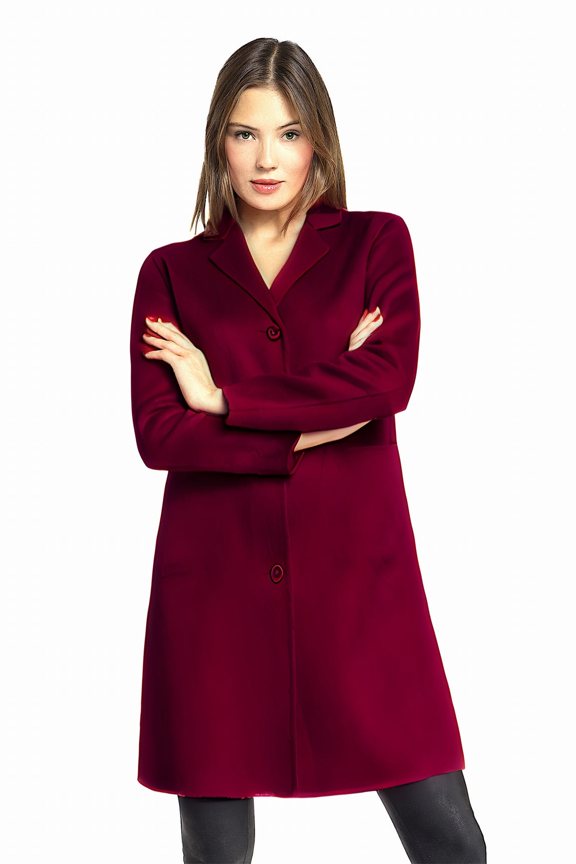 MANTEAU CACHEMIRE DOUBLE FACE BORDEAUX 7208 BORDEAUX