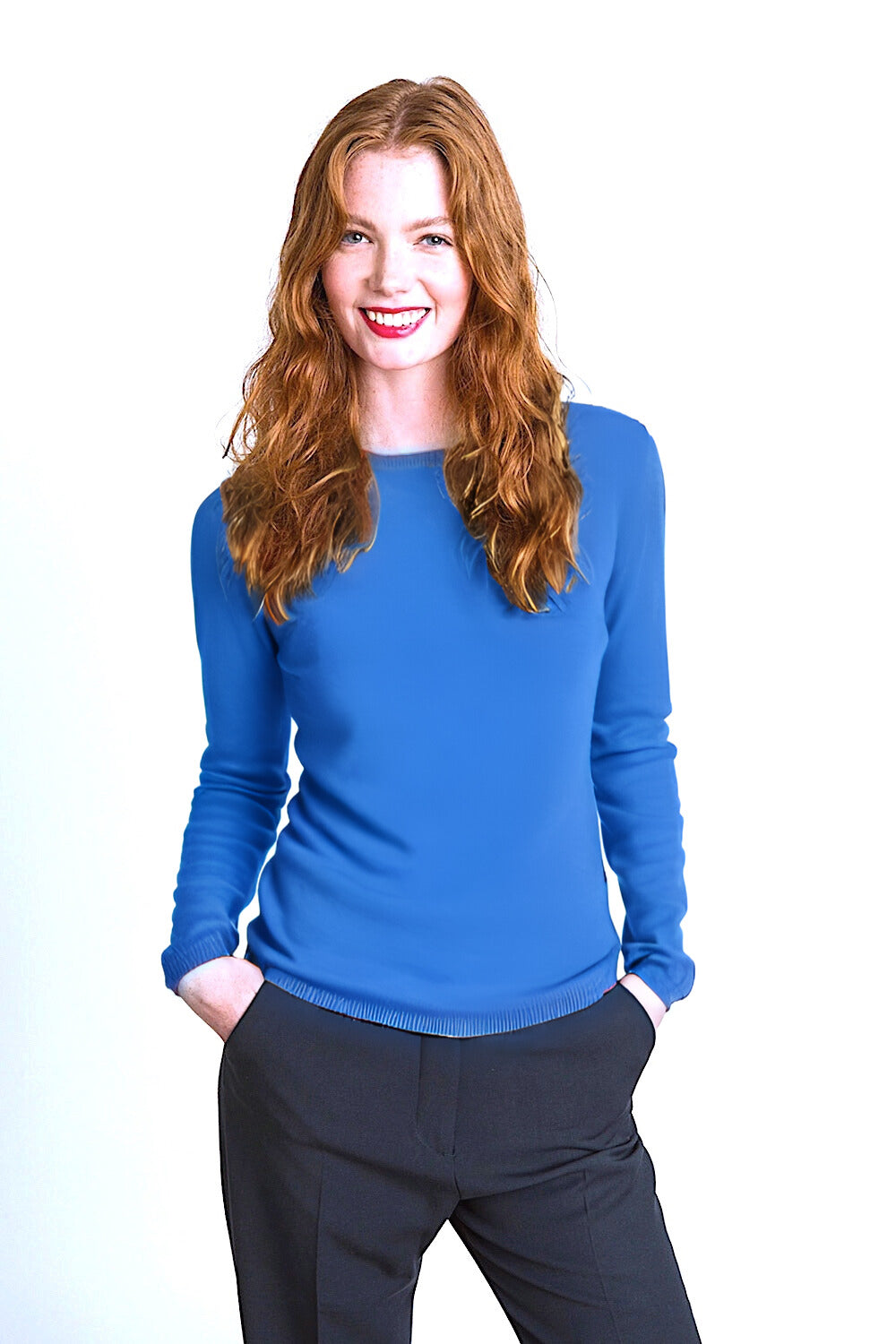 PULL CACHEMIRE COL ROND BLUE 53630 BLUE