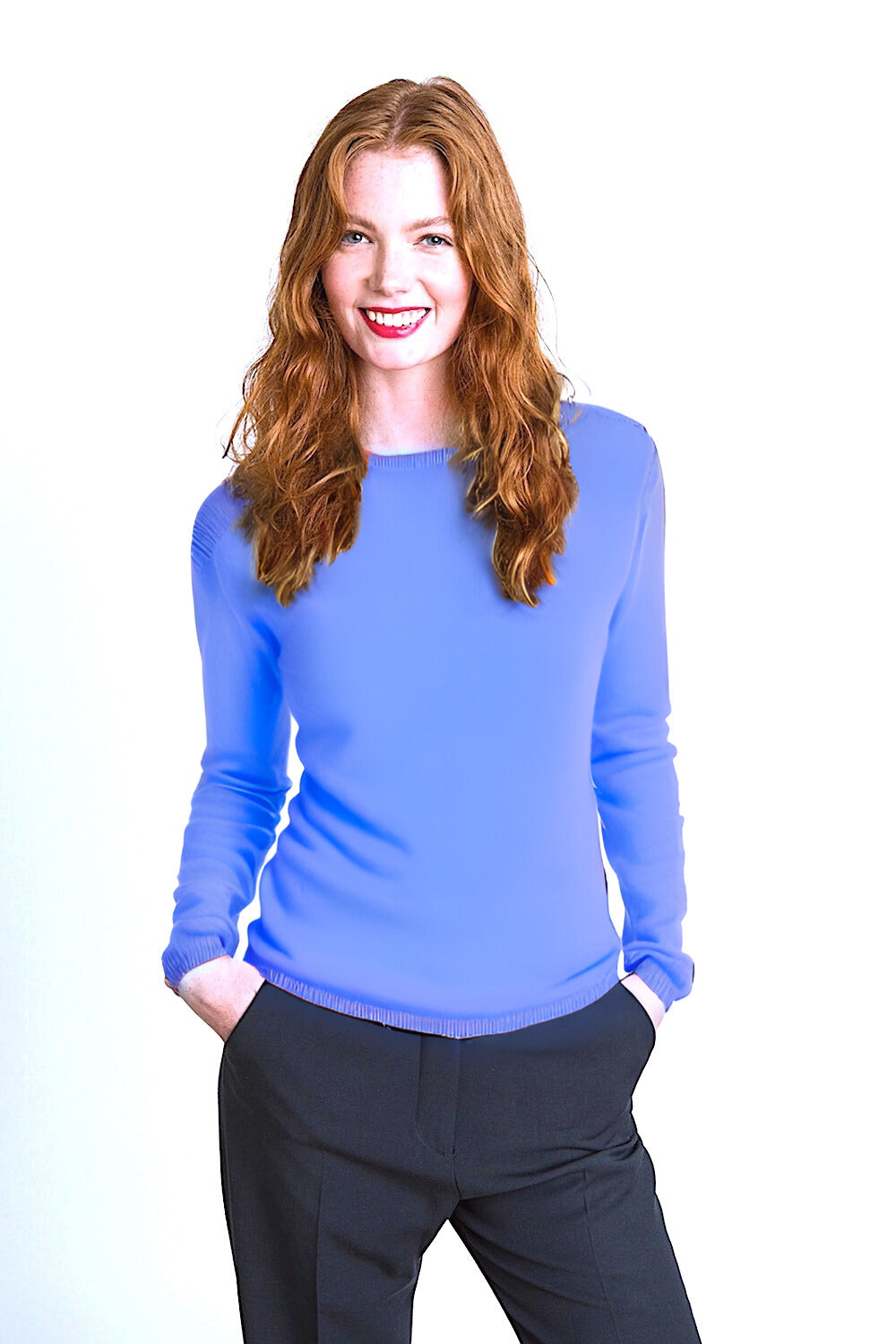 PULL CACHEMIRE COL ROND LAVENDER BLUE 22570 LAVENDER BLUE