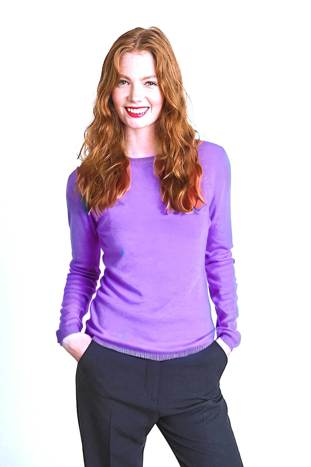 PULL CACHEMIRE COL ROND LILAC 21972 LILAC