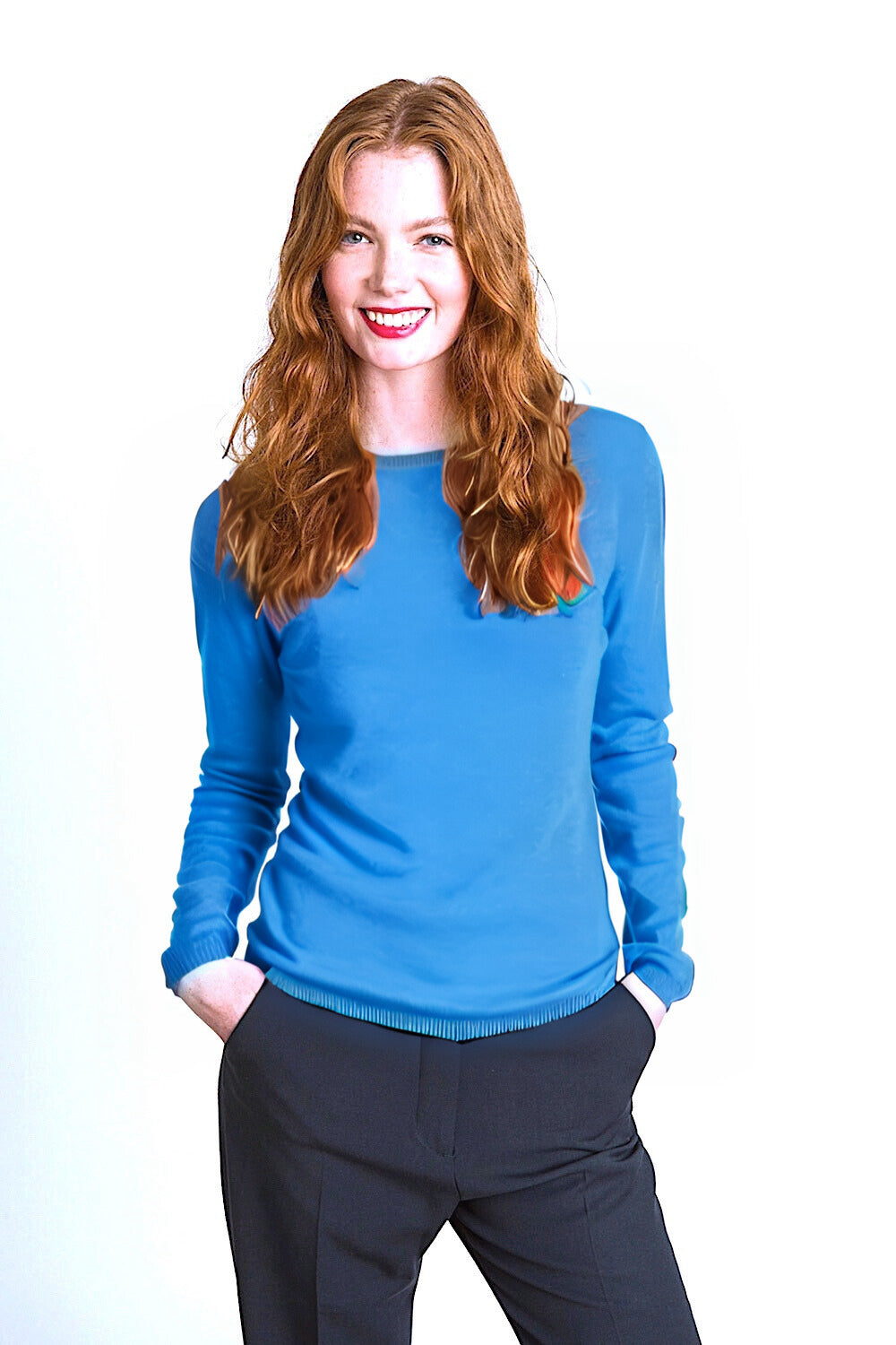 PULL CACHEMIRE COL ROND TURQUOISE BLUE 22511 TURQUOISE BLUE