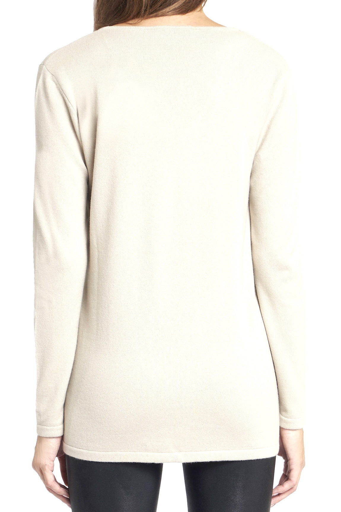 PULL CACHEMIRE COL V PANTHERE LT BEIGE