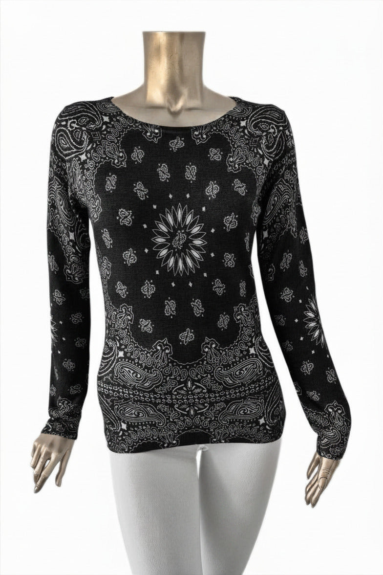 PULL CACHEMIRE-SOIE IMPRIME BLACK 8010 BLACK