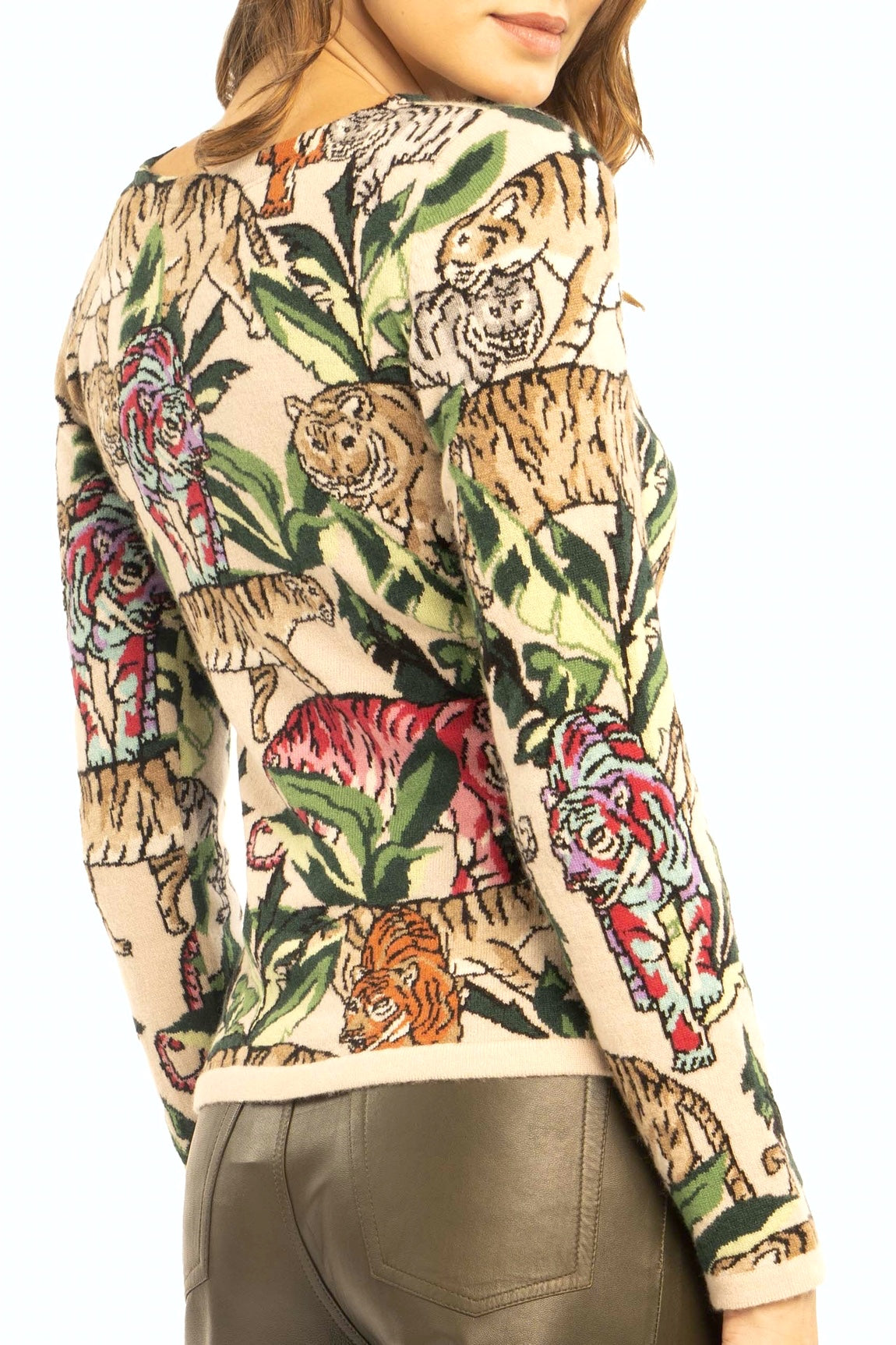 PULL CACHEMIRE TIGRES & JUNGLE CREAM