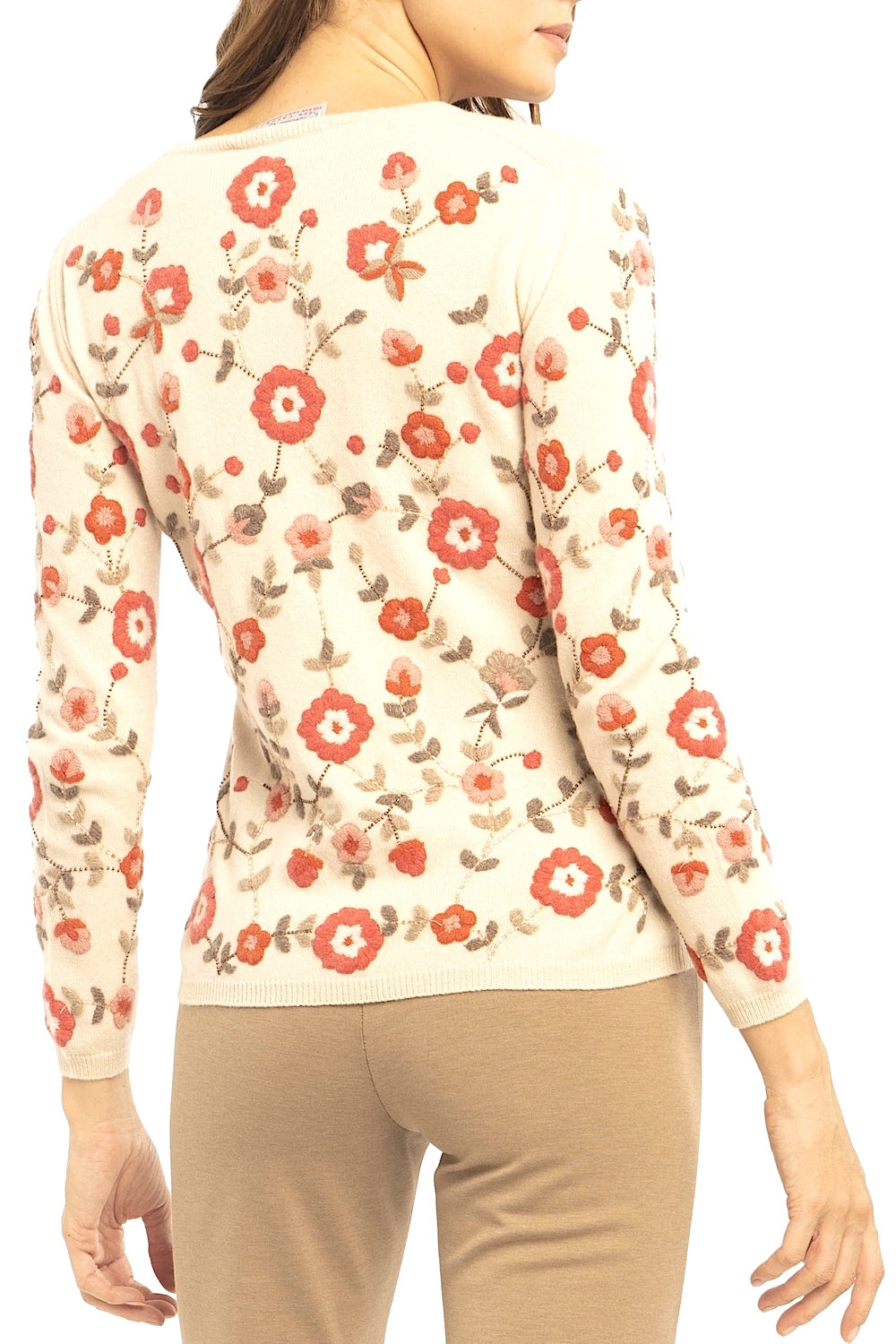 PULL COL ROND BRODÉ FLEURS BLACK