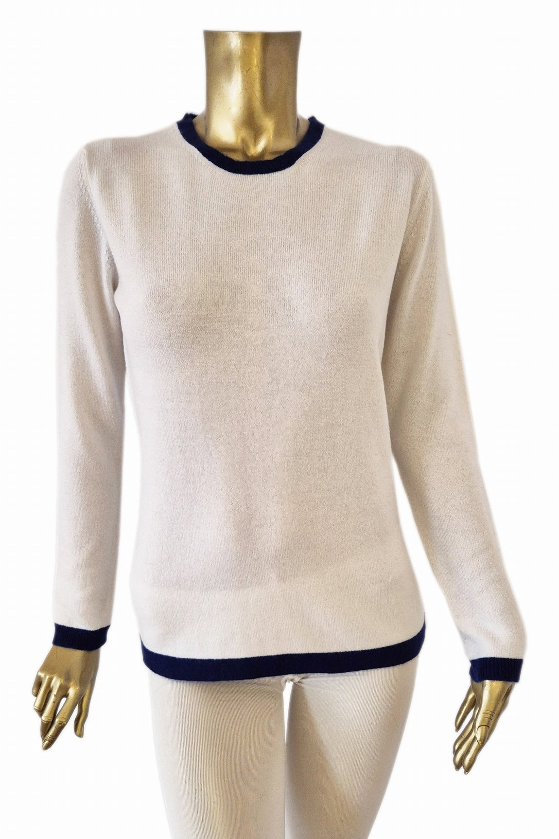 PULL COL ROND CACHEMIRE BICOL. 5042S-33611 MED.GREY