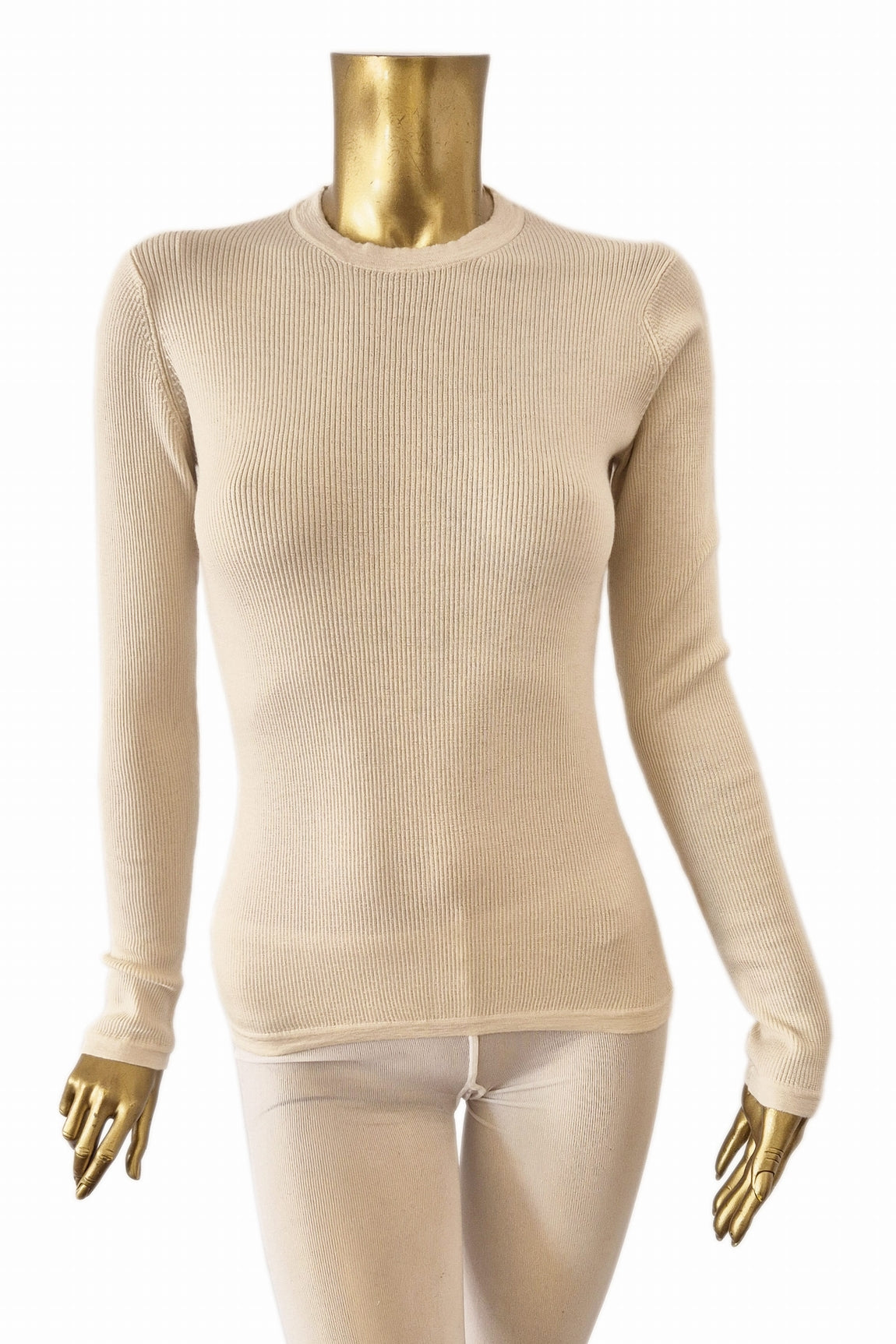 PULL COL ROND FINES CÔTES WHITE