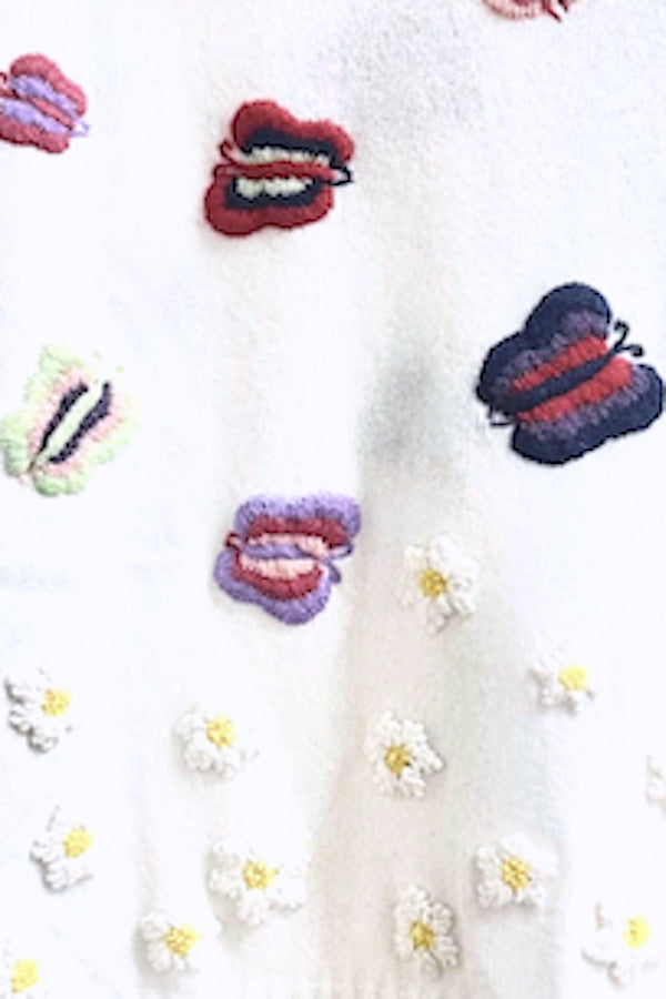 PULL COL ROULÉ CACHEMIRE BRODÉ WHITE 8001 WHITE