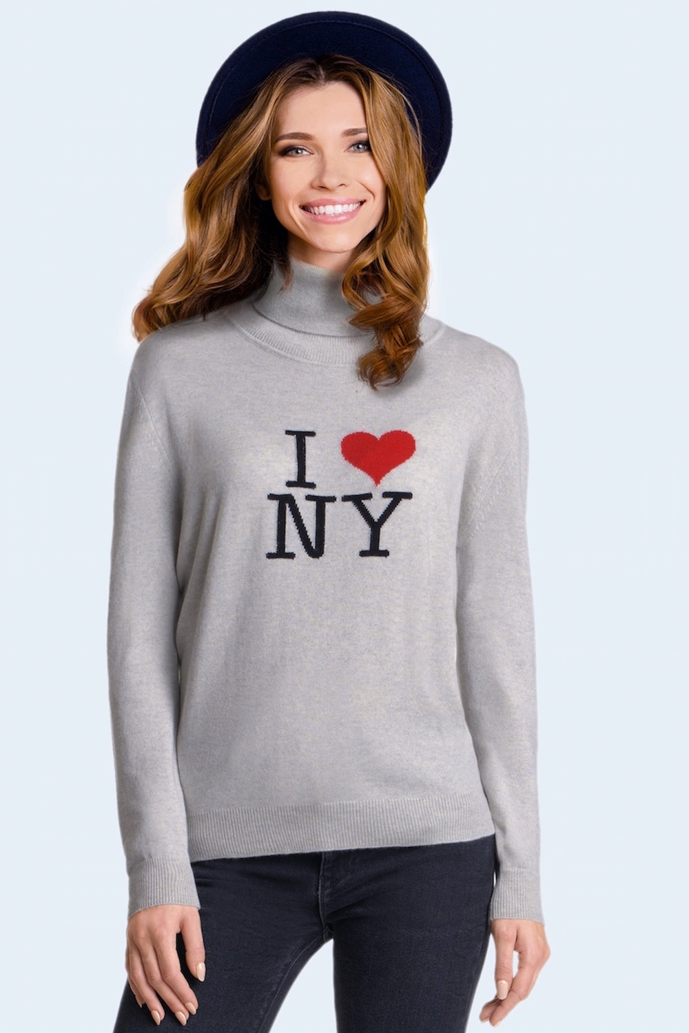 PULL COL ROULE 'I LOVE NY' MED. GREY