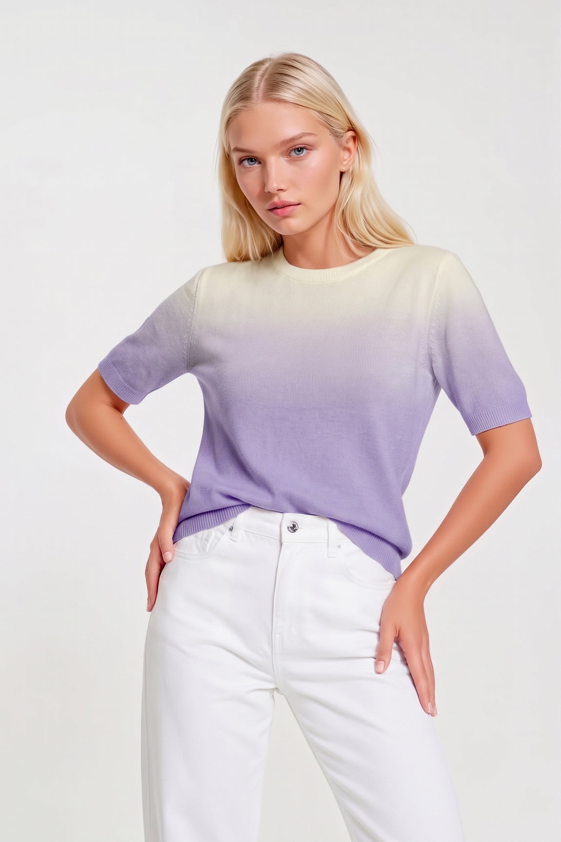PULL MANCHES COURTES TYE DYE LT LILAC 23275 LT LILAC