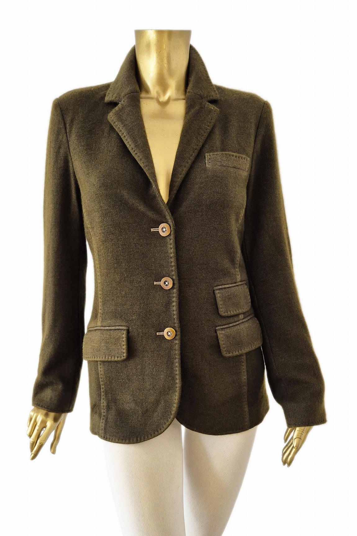 VESTE CACHEMIRE TISSU DOUBLE KHAKI