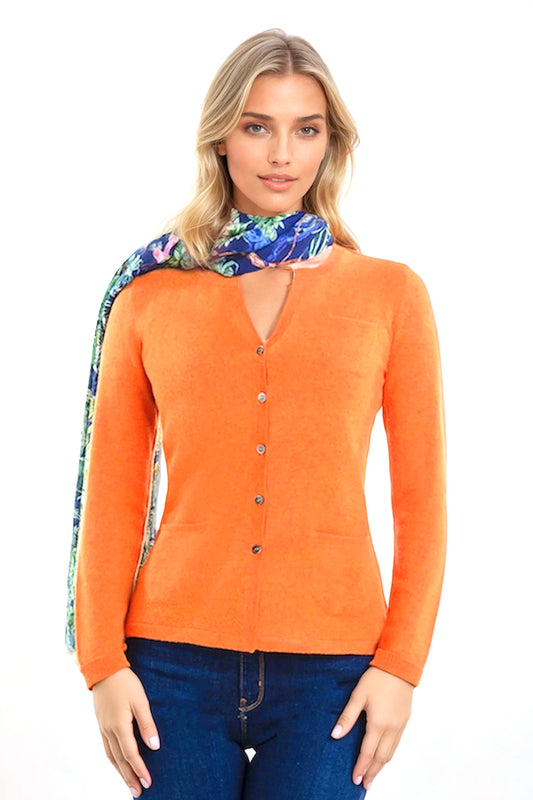 CARDIGAN DONNA IN 100% CASHMERE, GIROCOLLO, TINTA UNITA. 10207/40MLUNI
