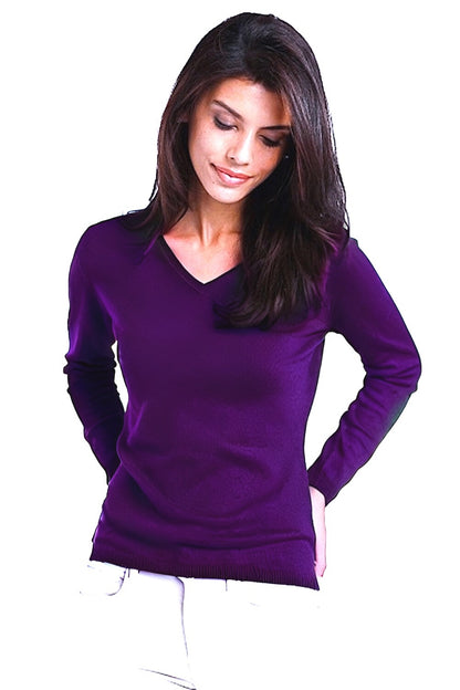 WOMEN'S 100% CASHMERE SOLID FITTED V-NECK. 12073/10ML
