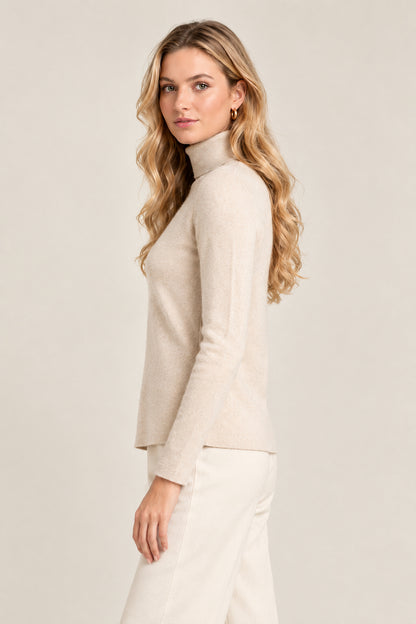 WOMEN’S KHAKI GREEN CASHMERE TURTLE NECK