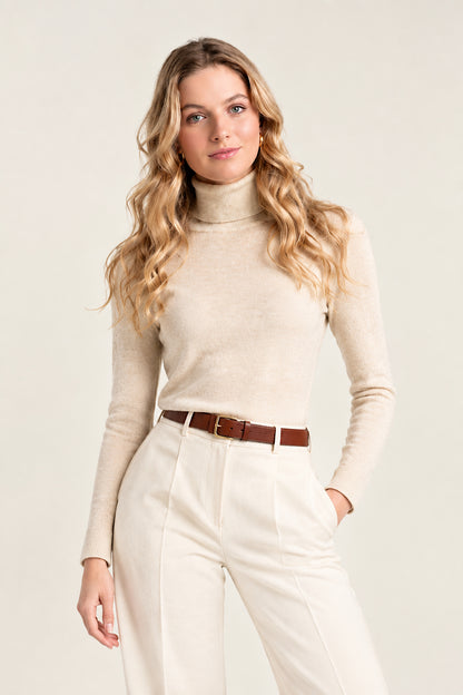WOMEN’S KHAKI GREEN CASHMERE TURTLE NECK