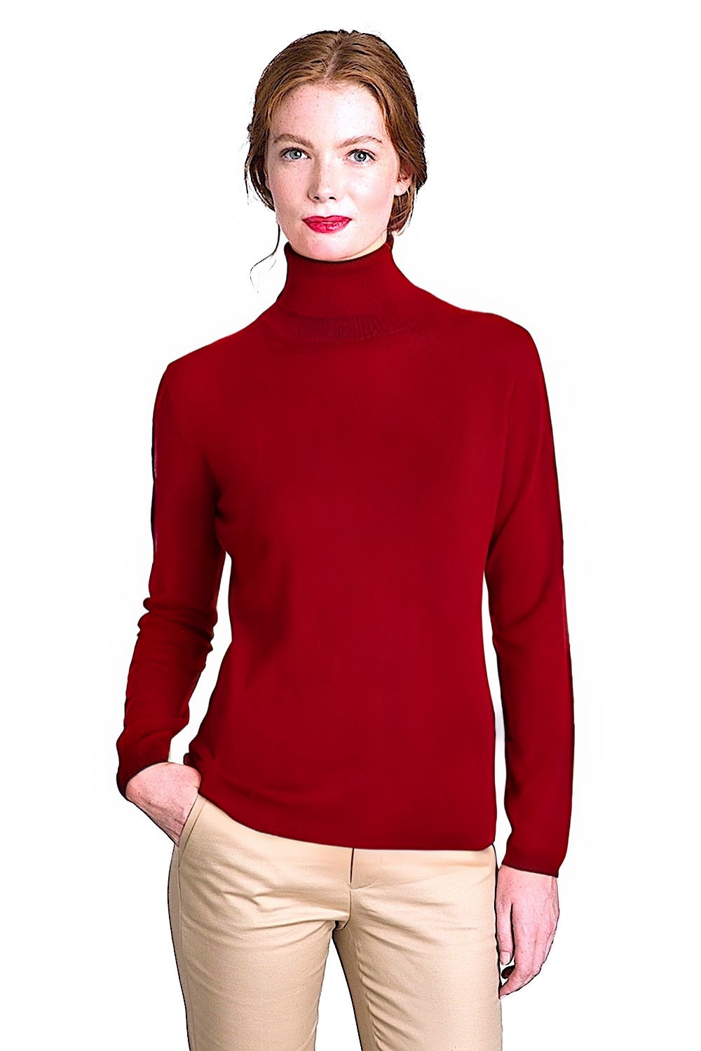 WOMEN'S SOLID FITTED CASHMERE TURTLE NECK. 12073/30ML