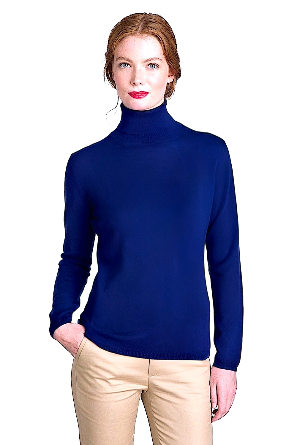 WOMEN'S 100% CASHMERE SOLID FITTED TURTLE NECK. 12073/30ML