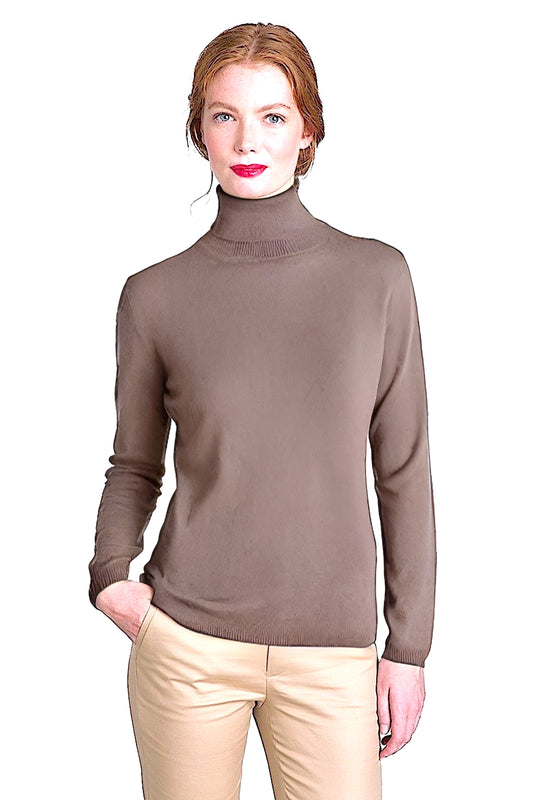 WOMEN'S SOLID FITTED CASHMERE TURTLE NECK. 12073/30ML