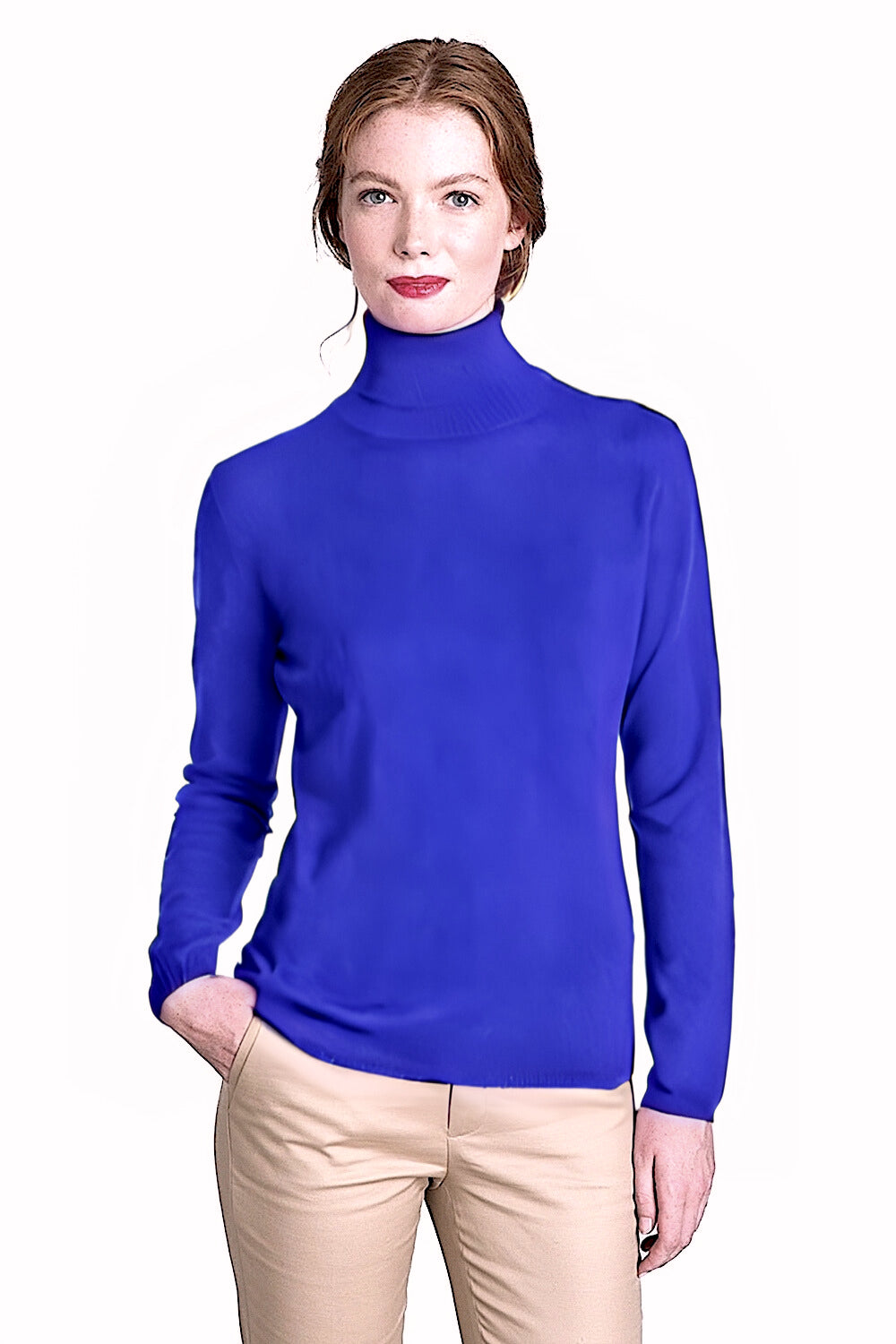 WOMEN'S 100% CASHMERE SOLID FITTED TURTLE NECK. 12073/30ML