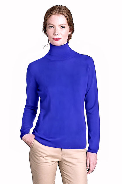 WOMEN'S 100% CASHMERE SOLID FITTED TURTLE NECK. 12073/30ML