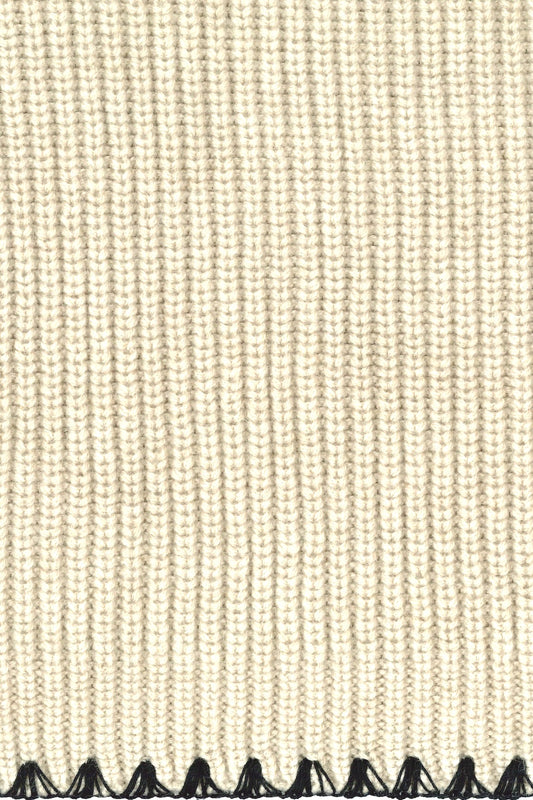 WOMEN'S TWO-TONE CREAM CASHMERE CARDIGAN
